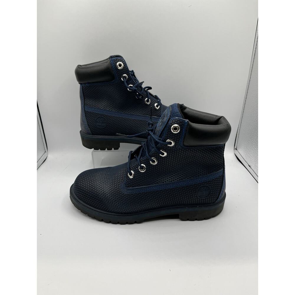 Timberland Fabric Mesh Navy Blue Lace Up High Top Boots Leather Blue Size 6.5